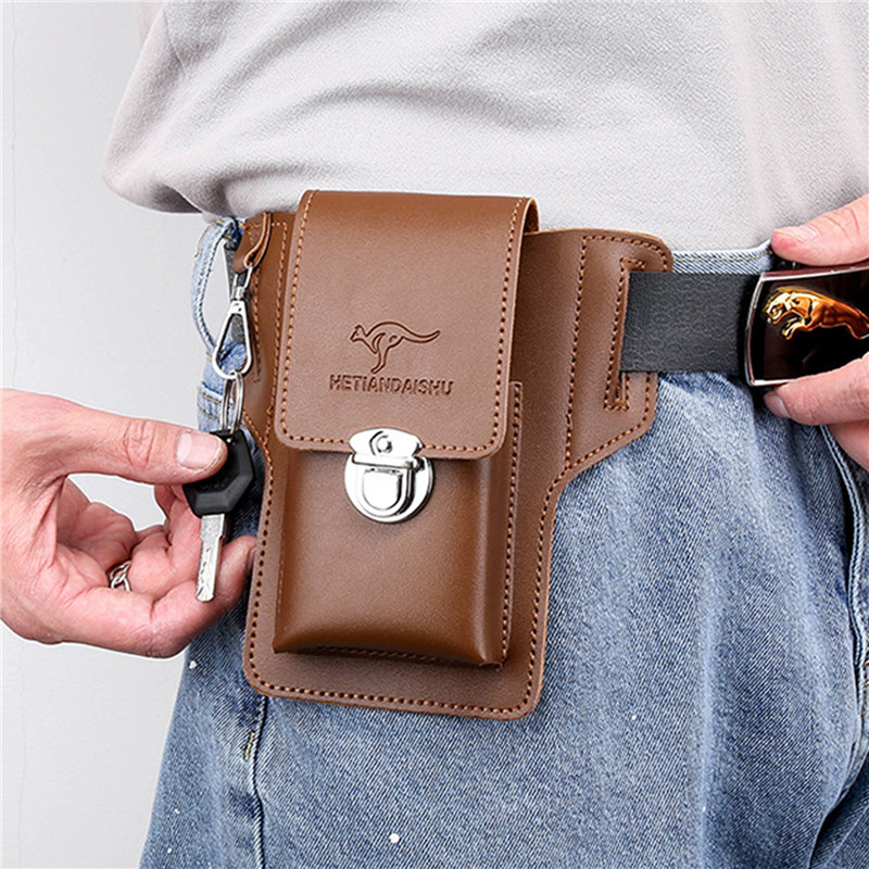 Leather Wallet Men - Torba na pasek na telefon dla