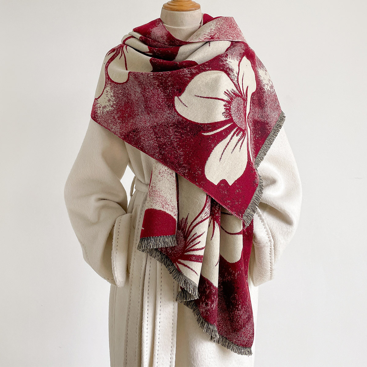 Cashmere Scarf - Damski szal z imitacji kaszmiru z
