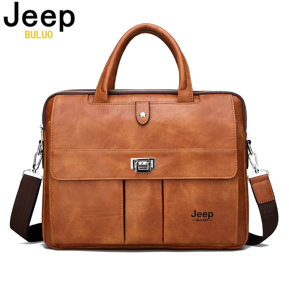 Leather Briefcase - Torba męska Jeep Buluo ze skóry,